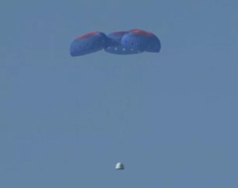 New Shepard Crew Capsule Landing (Credit: Blue Origin)