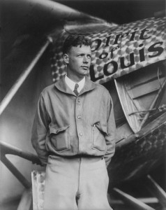 Charles Lindbergh and his plane, the Spirit of St. Louis.