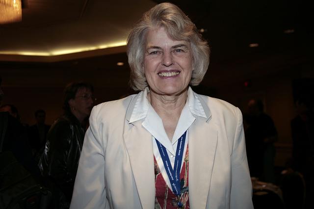 Astronaut Shannon Lucid poses for the camera at the International Space Development Conference  