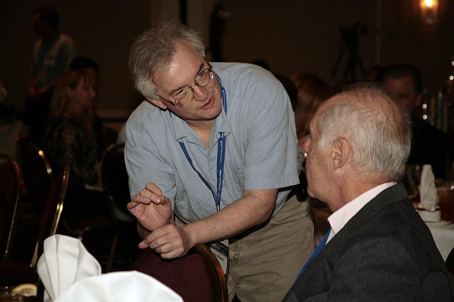 Jim Plaxco talks about global warming on Mars with Ben Bova at the International Space Development Conference  