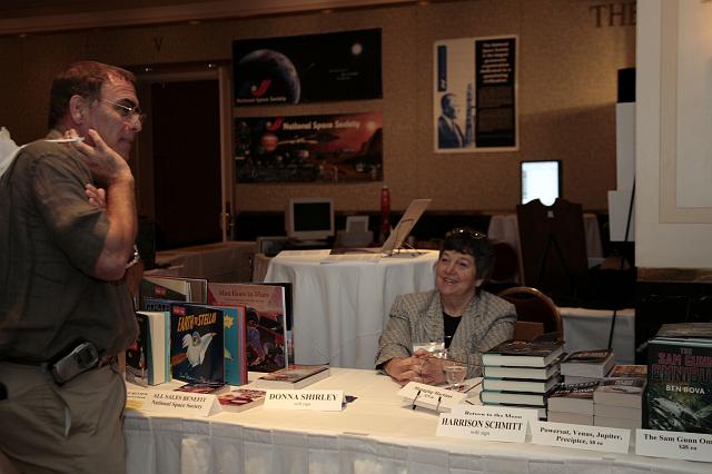 Donna Shirley signs books at the International Space Development Conference  