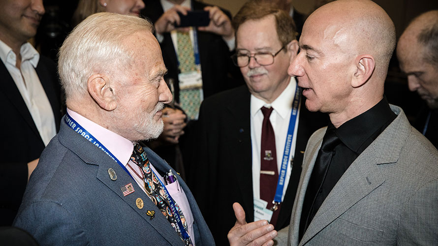 Jeff Bezos and Buzz Aldrin at NSS ISDC