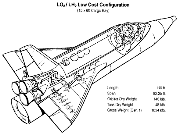 space shuttle wing span drawing