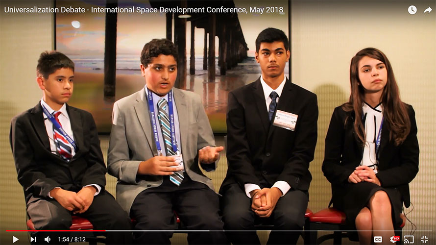 Middle school students debate the future of our world within the universe at ISDC